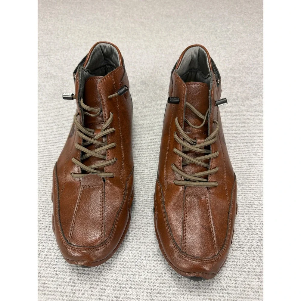 DBECK Mens Brown Leather High Top Walking Shoes Boots Size 39‎